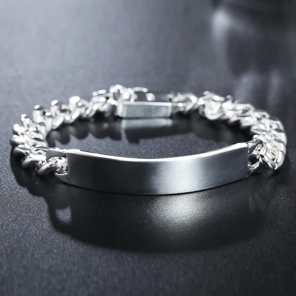 Awesome Men's Large 10mm Wide ID Bracelet Stamped .925 - Picture 4 of 11